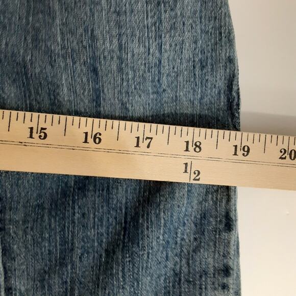 Soft Surroundings Mid Rise Wide Leg Jeans Front Pleated Y2K 70s Denim Sz Tall M - Picture 9 of 12
